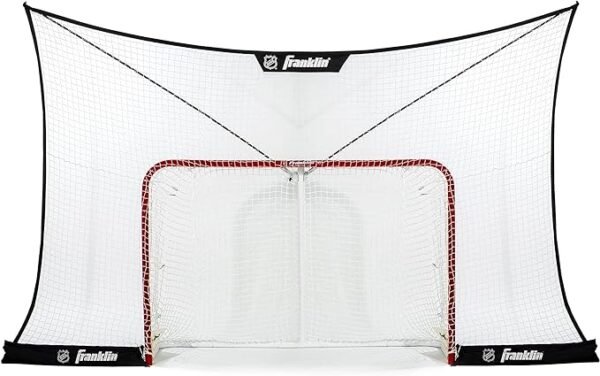 Franklin Sports NHL Hockey Goal Backstop Net - Fibertech Street Hockey Sports Backstop Netting - Large Size Target Net - 12' x 7',Black