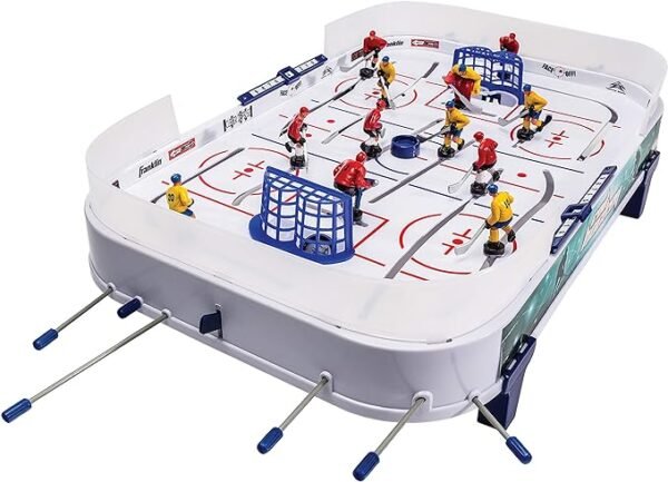 Franklin Sports Table Top Rod Hockey Game Set - Perfect Hockey Toy + Gameroom Game for Kids + Family - Mini Tabletop Rod Hockey Board + Pucks Included